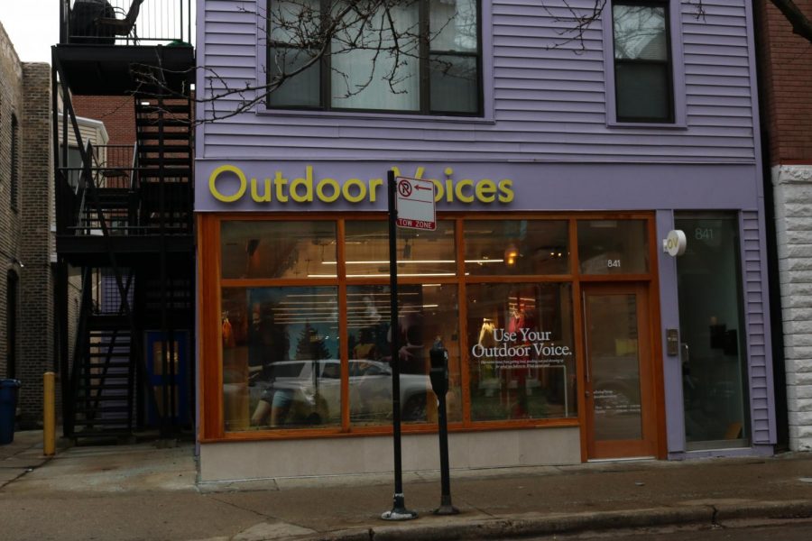 The Outdoor Voices athletic wear store, at 841 W Armitage Ave, emphasizes their companies ideals on sustainability.
We design our product and operate our business through a lens of circularity and longevity to minimize environmental impact, the company said in a statement. 