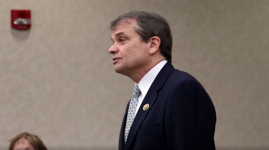 Rep. Mike Quigley (D-IL) speaks before a group of AP United States History students about the topic of impeachment. York was one of several places Quigley visited that day.