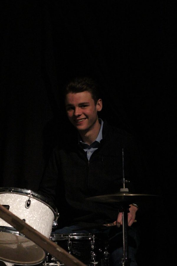 Senior Mason Lampa plays in the house band during York Live. 