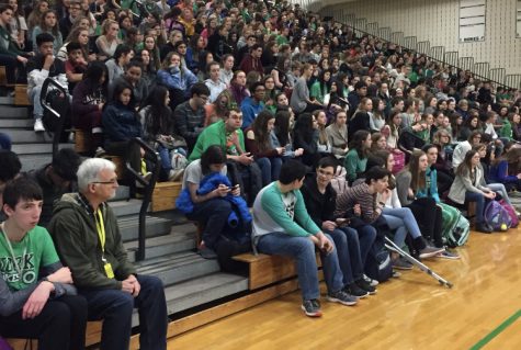 York students converse in a 2018 assembly.