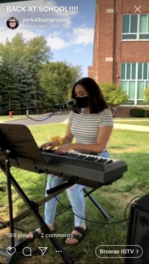 Senior Juliana Suarez performs a cover of Falling by Harry Styles for YorkAtHome Live Thursday Sept. 24.