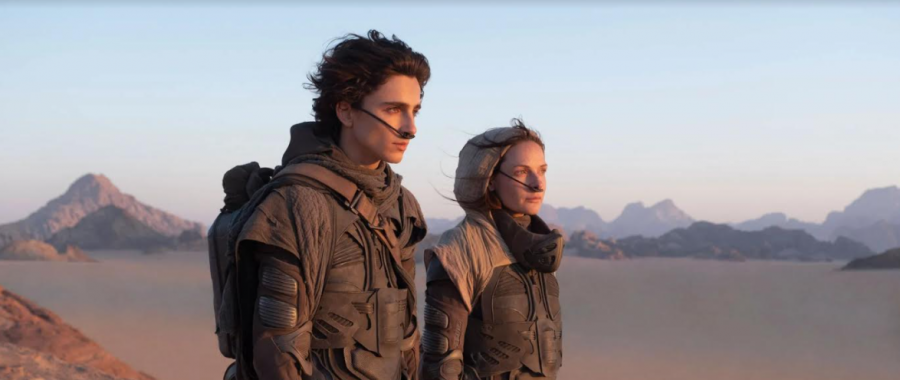 Timothée Chalamet poses next to co-star Rebecca Ferguson in a scene from the movie “Dune”. The film, which was pushed back to October of next year due to COVID-19 precautions, also features Zendaya, Oscar Isaac, Jason Mamoa and Dave Bautista.