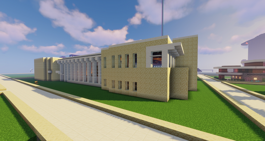 The Elmhurst Public Library Minecraft server involves many creative buildings, including a scale replica of the library itself.