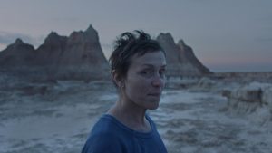 Frances McDormand competes for another Academy Award for her stellar performance in Nomadland. The films director, Chloe Zhao, is also in line for a win. 