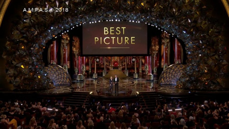 A photo from the end of the 2018 Academy Awards during the presentation of the award for Best Picture. (ABC)