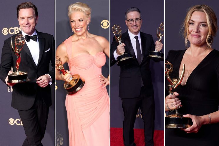 2021 Emmy winners pose with their recently presented awards.