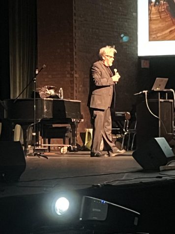 Martin Atkins giving his presentation to students here at York for fine arts week.