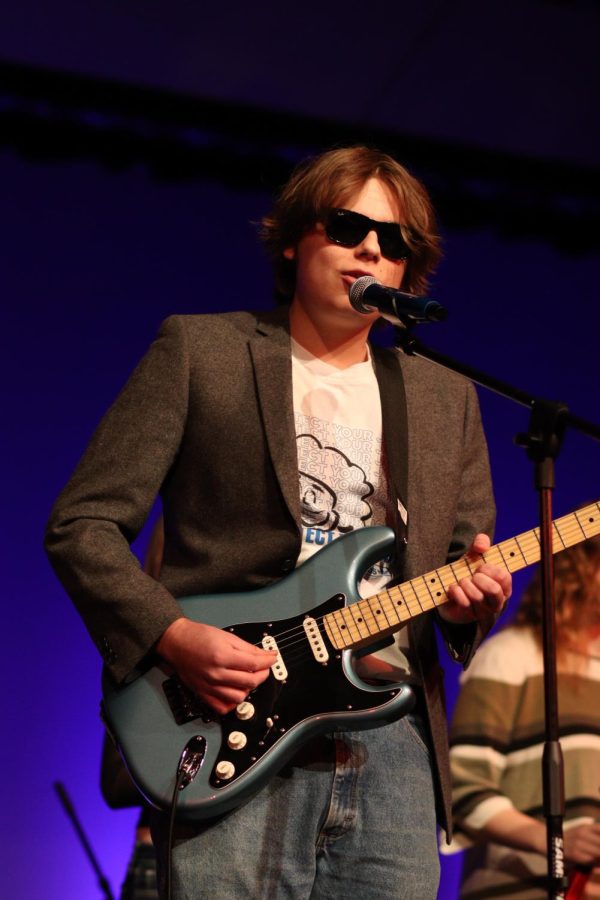 Devin Smego, junior, performs with his band Devin and the Dogs during the second day of York Live and Fine Arts Week. 