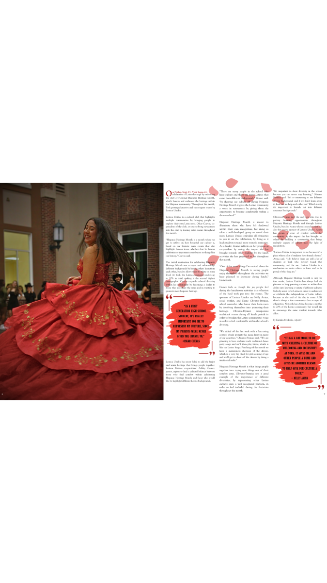 Abby Martinez, senior, shows off her Quinceanera dress at the Quince dance event on October 13th. 