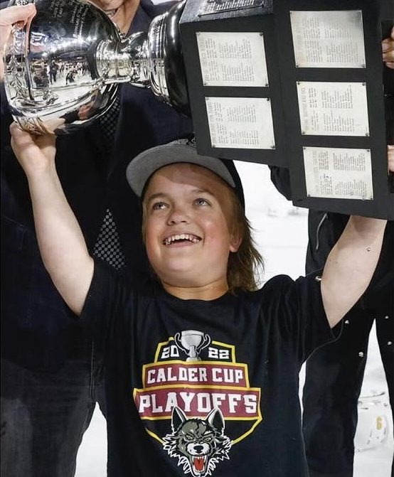 Justin Sata holding the Calder Cup after the Chicago Wolves won the 2022 championship.
Photo Courtesy of Sarah Sata