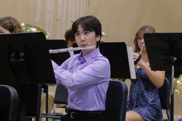 Nico Thorsen, senior, plays flute in the Symphony Band